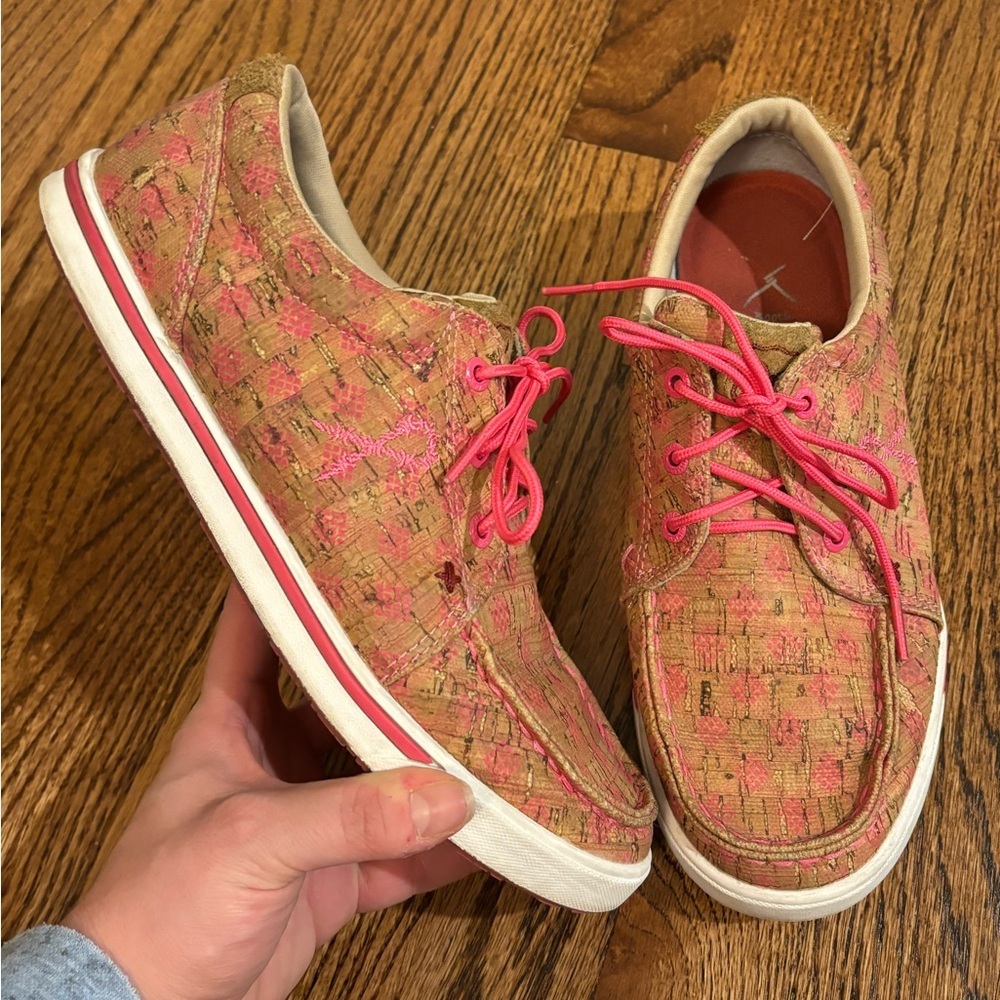 Twisted X |  Breast Cancer Special Cork Shoes Tan‎ Pink Sz 8.5